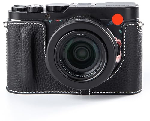 DBZZ Kameratasche aus Leder im Vintage-Stil, handgefertigt, für Leica D-Lux 8, Schwarz