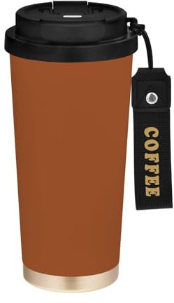 linqin Terracotta Plain Travel Coffee Tumbler Mug To Go with Lids Stainless Steel Insulated Cups for Hot and Cold 17oz Leakproof
