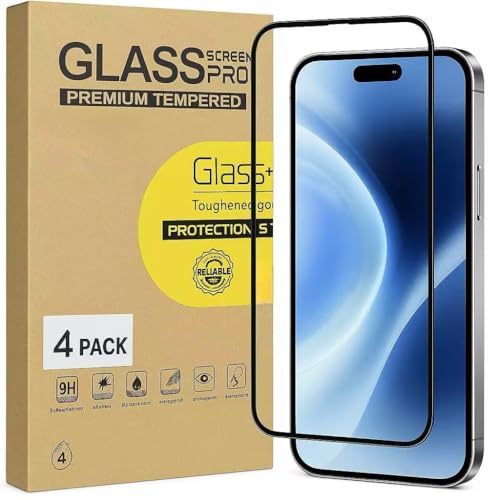 Aventurine 4 Pack Screen Protector for iPhone 15 and iPhone 15Pro (6.1 inches), Tempered Glass, Anti-scratch Anti-Glare No Dust No Bubbles