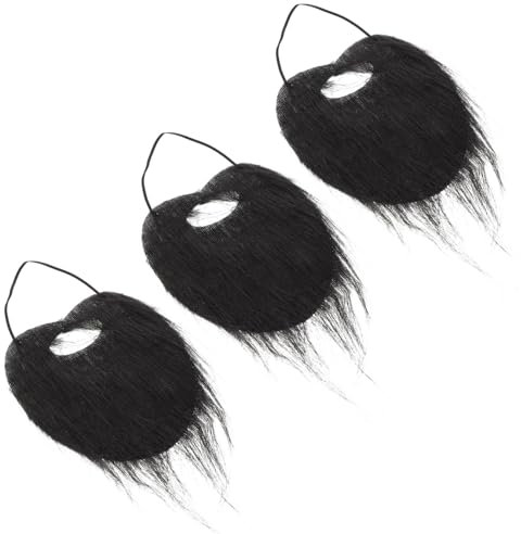 TINEASUR 3 Stück Falscher Bart Für Herren, Kostümbart Mit Gummiband Für Halloween, Gesichtsbehaarung, Zubehör, Maskerade, Party-dekorationen, Schwarz