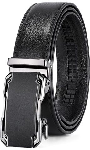 JasGood Gürtel Herren Automatik Ledergürtel Herren mit Ratsche Automatikschließe Business Anzug Jeans Gürtel ohne Löcher Breit 35mm