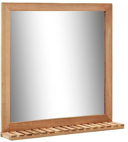 SKM Badezimmerspiegel 60×12×62 cm Walnuss Massivholz,Heim & Garten , Dekoration , Spiegel,Braun,5.4KG,247605