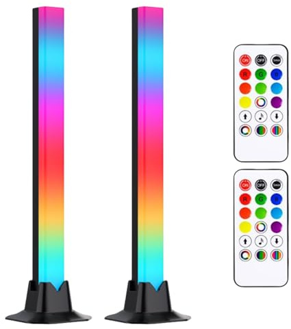 RGB LED Lichtleiste, 2 Stück RGB Lightbar, Gaming Lampe TV Hintergrundbeleuchtung, IC Lichtleiste 32cm, USB Betrieben Umgebungslampe mit Musik Sync und Fernbedienung für Gaming, PC, TV, Raumdekoration