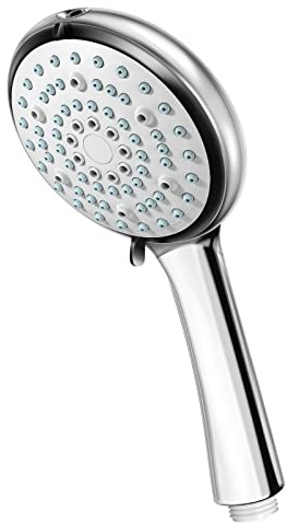 Handheld Shower Head, 6-Spray Universal Chrome Powerful Shower Head | High Pressure with Self-Cleaning Silicone Nozzles, Water Saving Replacement Shower Heads for Electric Showers