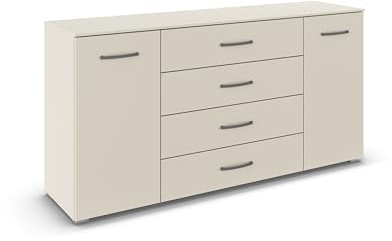 Rauch Möbel ADITIO, Kommode, Farbe Beige, Breite 160 cm | Sideboard im zeitlosen Stil, 2-türig, 4 Schubladen, Soft-Close-Funktion, für Schlafzimmer, Gästezimmer, Wohnzimmer, Flur