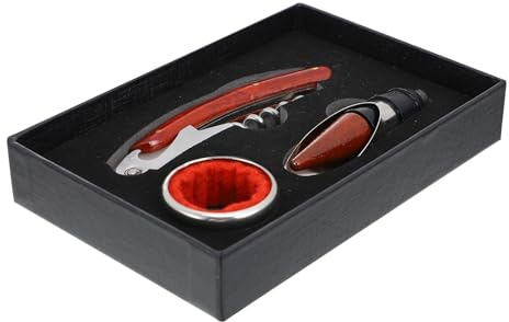 CALLARON Coffret Ouvre Bouteille Vin 3 Pièces en Acier Inoxydable | Bois et Acier, Retire les Bouchons Facilement, Format Portable, pour Fêtes et Bars, Compatible Plupart des Capsules