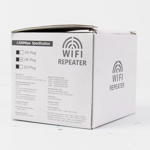 WLAN Verstärker, Ultraxtender WLAN Repeater, 1200Mbit/s Dualband WiFi Repeater mit WPS, 5G+2,4GHz Gigabit-LAN, AP Modus, Kompatibel Allen Standard-WiFi Routern, WiFi Geräten, Alexa
