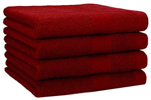 Betz 4 Stück Strandtücher Duschtücher Set Größe 70x140 cm Duschhandtuch Badetuch Strandtuch Handtuch Premium 100% Baumwolle Farbe dunkelrot