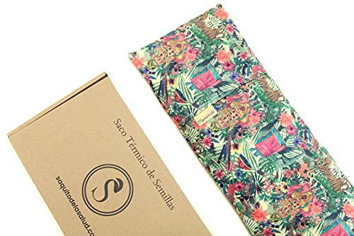 Saco Térmico de Semillas para microondas Aroma Lavanda, Azahar o Romero para aplicar Calor seco Natural 100% Algodón India ((Lavanda, M (50 x 15 x 2 CM con Funda))