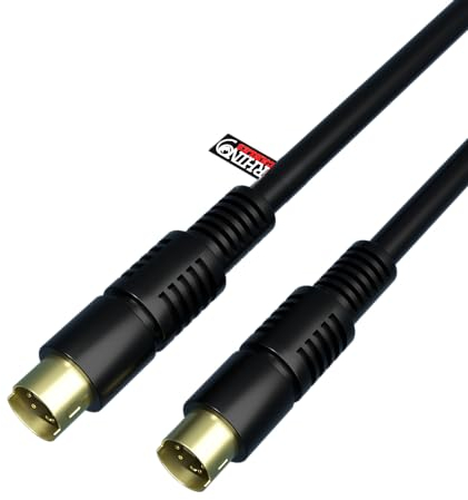 Rhinocables S-Video Male to Male Cable - 2m, SVHS Lead, Super Video, TV, Camcorder, Graphics, 4 Pin Mini Din, Gold Plated Plugs