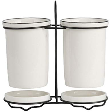 Cabilock Utensilios de Cocina Soporte de Palillos de Cerámica Cubiertos Escurridor Cubiertos Sostenedor de Cubiertos para Cucharas Cuchillos Tenedores Palillos