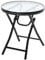 Outsunny Mesa de Vidrio Redonda Plegable Mesa de Jardín con Hebilla de Seguridad Borde Cubierto de Metal Patio Interior y Exterior Ø45x50 cm Negro