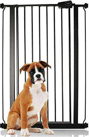 Bettacare Extra Tall Pressure Installed Premium Pet Gate, 75cm - 83cm, Matt Black, Pressure Fit Stair Gate for Dog, Safety Barrier for Puppy, Easy Installation