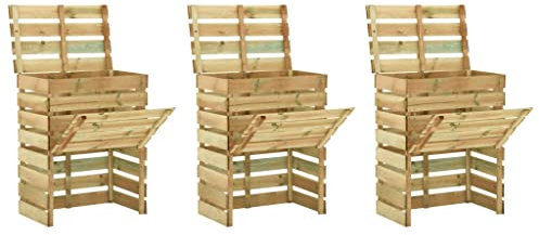 vidaXL 3X Kiefernholz Imprägniert Komposter Lattenrost Kompostbehälter Holzkomposter Kompostsilo Steckkomposter Gartenkomposter 80x50x100cm