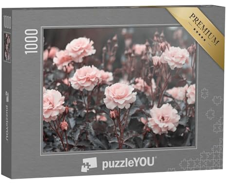 puzzleYOU: Puzzle 1000 Teile „Zarte rosa Rosen im Garten“ – aus der Puzzle-Kollektion Rosen, Blumen & Pflanzen