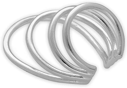 Minimalistischer Ear Cuff Ohrring ohne Ohrloch - Dreifachreifen aus 925 Sterlingsilber - Multiple Piercing Look - Nickelfrei Hypoallergen - Einzelner - Handmade by Emmanuela