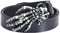 MANYMANY Schwarzer Gothic Skeletthand Ledergürtel Brauner Totenkopf Gürtel Punk Ledergürtel 9 Größen Länge