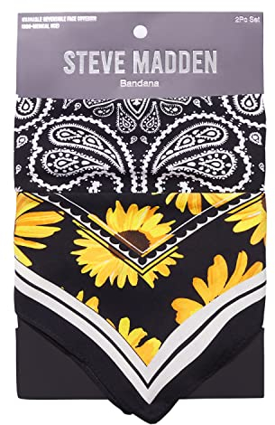 Steve Madden Herren, 2 Stück Bandana, schwarz, Eine Größe passt meistens