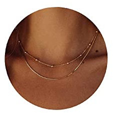 Tewiky Collana a spina di pesce da donna delicata collana a catena a serpente in oro 14 k a strati a spina di pesce doppia catena a serpente piatta collana girocollo sottile spessa collana regalo per