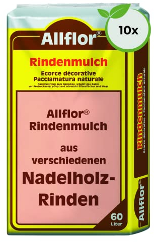 Allflor Rindenmulch aus verschiedenen Nadelholzrinden I 60 Liter Beutel I Holzhackschnitzel für Garten I Gartenmulch gegen Unkraut