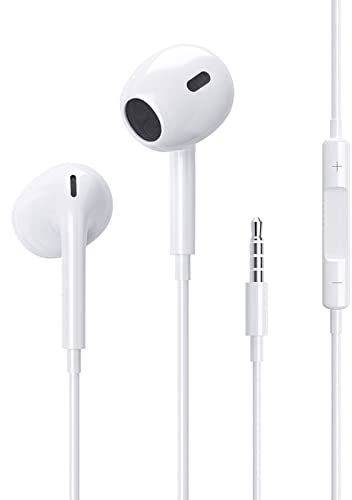Kopfhörer Earphones Stereo 3.5mm Jack Kopfhörer Earphones kompatibel mit Phones 6 6S Plus Pod pad Huawei Samsang Smartphone Laptop MP3 Weiß