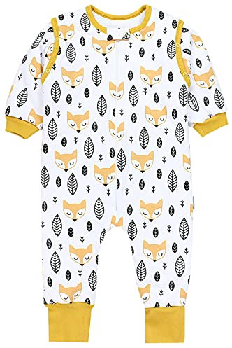 TupTam Baby Schlafsack mit Füßen und Ärmeln – Ganzjahres Schlafsack Baby 2.5 TOG, OEKO-TEX zertifiziert, Farbe: Füchse Orange, Größe: 92-98