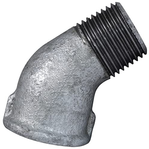 AERZETIX - C65014 - Gomito per avvitare a 45° 1/2'' maschio-femmina in ghisa - raccordo per tubo filettato - finitura zincata - impianto idraulico riscaldamento installazione di acqua alimentazione