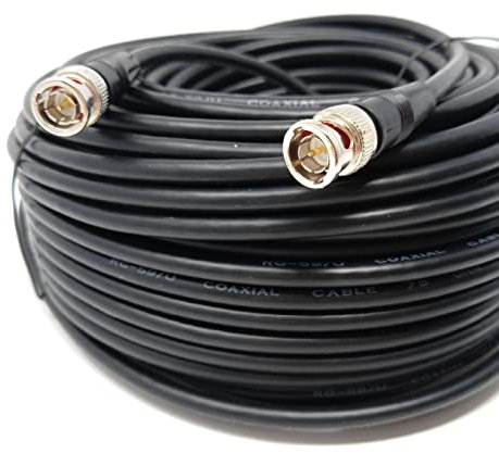 DRUT 50m BNC to BNC Cable Lead, Coaxial RG59/RG59U 75ohm for CCTV Video Camera, Male to Male Plugs 164ft