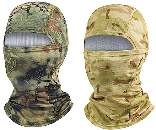 ZLYJ 2 Stück Sturmhaube, UV Schutz Gesichtsmaske Camo Sommer Sturmhaube Motorrad Tarnung Angeln Jagd Gesichtsbedeckung A