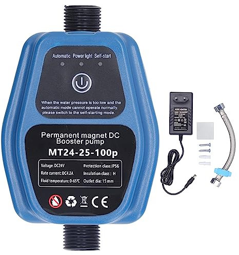 Pompa di pressione dell'acqua, 100W 24V automatico intelligente rilevamento acqua domestica Booster pompa, 25L/min, pompa di aumento dello scaldabagno per doccia acqua calda (Spina UE)