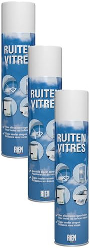 RIEM - Vitres 400 ml - Spray Nettoyant pour Surfaces Vitrées : Vitres, Miroirs, Lustres, Cristaux, Vitraux, Pare-brises... - Formule avec Alcool - Brillance sans traces (Lot de 3)