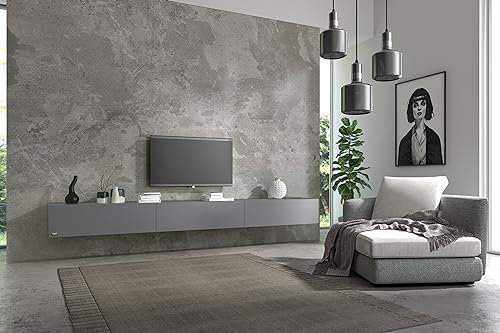 Wuun® TV-Board Lowboard Wohnwand TV-Bank Somero / 100-320cm / K: Platinum-Grau/F: Platinum-Grau