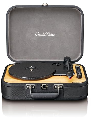 Lenco Classic Phono TT-116 Bluetooth Record Player 3 Speed 33, 45 and 78 RPM Vintage Vinyl Record Player RCA Out Stereo Speakers Black