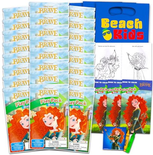Disney Brave Mini-Partygeschenk-Set für Kinder – Bündel mit 24 Mini-Brave-Spielpackungen mit Malseiten, Aufklebern und mehr (mutige Geburtstagsparty-Zubehör)