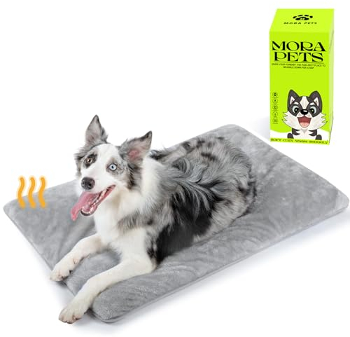 Mora Pets Hundematte Waschbar Hundedecke Wasserdicht und rutschfest Hundekissen Flauschig Hundebett für Kleine Mittelgroße Grosse Hunde Kissen Grau 91 x 58 cm