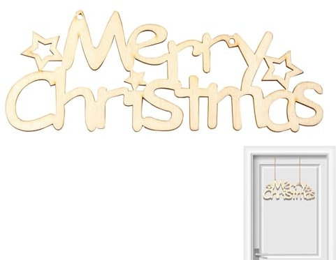 Fulenyi Türhänger mit Weihnachtsbuchstaben, Willkommensschild „Frohe Weihnachten“ aus Holz, Frohe Weihnachten Buchstaben Holztüranhänger Basteln, Blockwörter Dekoschilder, weihnachtliche