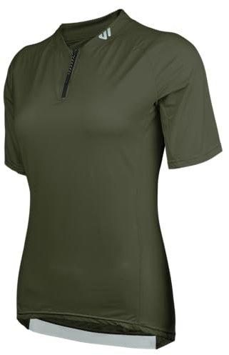 Wulibike Radtrikot Damen Halbe ReißVerschluss Fahrradtrikot Atmungsaktiv Rennrad Trikot Kurze äRmel Frauen Fahrrad Shirt 4 Tasche Radfahren Tops Upf50+ Olivengrün S