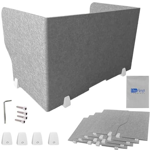 [4pcs] ReFind Desk Divider Pro. Workspace Foldable Privacy Screen and Acoustic Panel. Office Organiser for School or Office Desk (50cm x 50cm x 80cm)