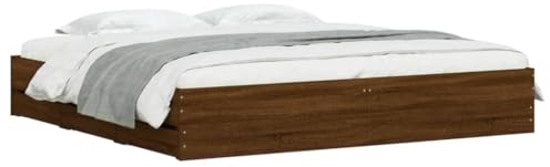 vidaXL Bettgestell, Bettrahmen mit Lattenrost, Bett Gästebett mit Schubladen, Doppelbett Schlafzimmerbett Schlafzimmermöbel, Braun Eichen-Optik 160x200cm