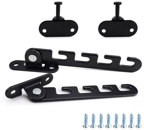 0XBIT Limitador Apertura Ventanas, 2 Piezas 4 Cerraduras Ventana Limitador Abatible, Limitador de Ventana Abatible con Tornillos, 4 Posiciones Fijas, para Ventanas Correderas