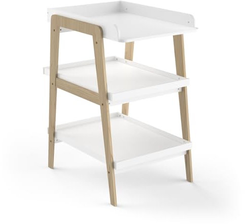 Demeyere Wickelkommode, minimalistisch, 2 Einlegeböden, Farbe: mattweiß & Kiefernholz, 101 x 58 x 72 cm, 102 x 58 x 72 cm