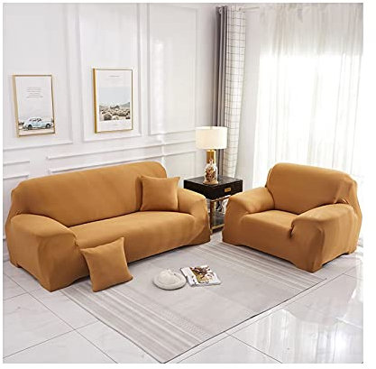 SPOUR Daesar Sofa-Stretchbezüge für 2-Kissen-Couch, Couchbezug für Zweisitzer, einfarbig, Sofa-Schonbezüge, Orange (Polyester, 2-Sitzer)