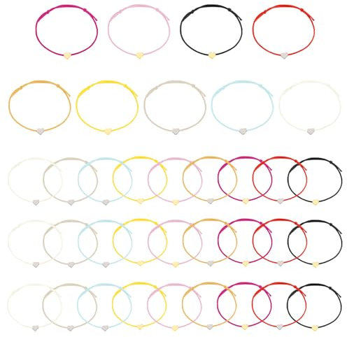 Sixfolo 36 Pcs Heart Friendship Bracelet Colorful Heart Rope Bracelets Adjustable Couple Bracelets Heart Bracelets for Women Love String Bracelet for Couple,Best Friends,Besties Gifts