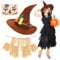 XEPST Halloween Scarecrow Costume Women - 7PCS Scarecrow Costume Accessories Set with Scarecrow Hat Raffia Scarecrow Straw Kit Face Decor for Adults Halloween Costume Cosplay Fancy Dress Up