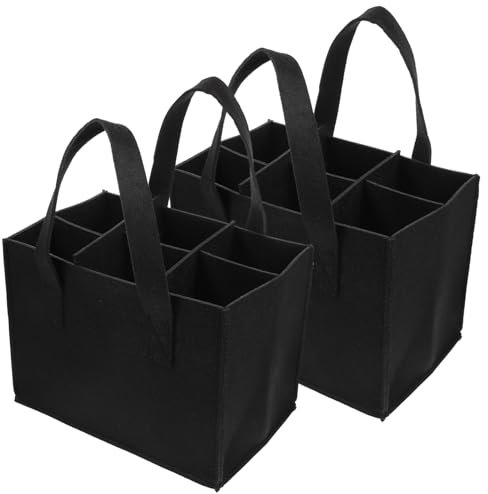 OFFSCH 2 Pz Borsa per Vino in Feltro Borse Organizer per Valigie Sacchetto di Birra per Le Vacanze Borsa per Bottiglie Porta Vino Rosso Sacchetto di Bomboniere Vino Black Provato