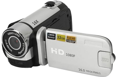 MENDUNER Fotocamera Punta e Scatta, Fotocamera Vintage, Videocamera, Fotocamera Digitale 1080P 16MP Videocamera con Schermo Rotante da 2,4 Pollici Zoom 16X Videoregistratore HD con Luce