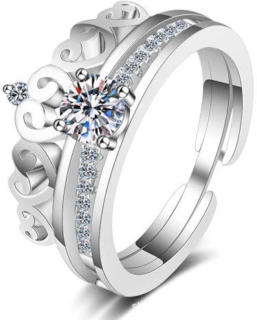 Epinki Freundschaftsringe Weiß Gold Au585 14K, Klassiker Rund 0.5ct Labor Erstellt Diamant Solitärring, Gold 585 Damen Diamantring Echtgold Schmuck, Gr.51 (16.2)