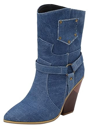 Stivale Donna Stivaletti Donna con Tacco Stivali Estivi Donna Traforati Morbidi Stivali Moto Enduro 44 Cowgirl Stivali al Ginocchio Donna con Tacco Stivali Biker Donna