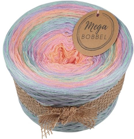 MegaBobbel*Bunter Strudel*A378* (Außenfarbe: Pistazie+Magic) Farbverlaufsgarn - Lace Garn Bobbel Wolle zum Häkeln & Stricken (3 fädig, 1000m)