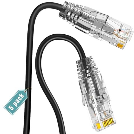 Ercielook Câble Ethernet 1m (5 Pièces) - Cat6a Rj45 Lan Câble 10Gbps/550Mhz Internet Patch Cable Pour Routeur Switch PC Portable Smart TV